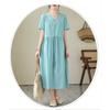 V-neck Mid-length Dress Summer New Retro Literary Large Swing A-line Skirt