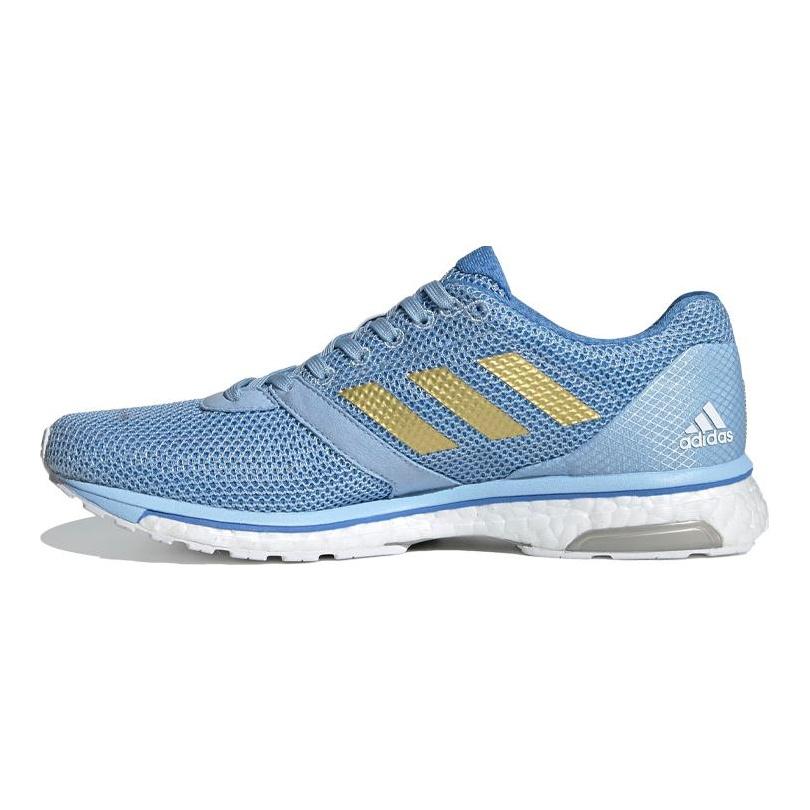 adidas Adizero Adios 4 Abrasion Resistant Cushioning Slip Resistant Low Top Running Shoes Women's Blue White Gold EF1458