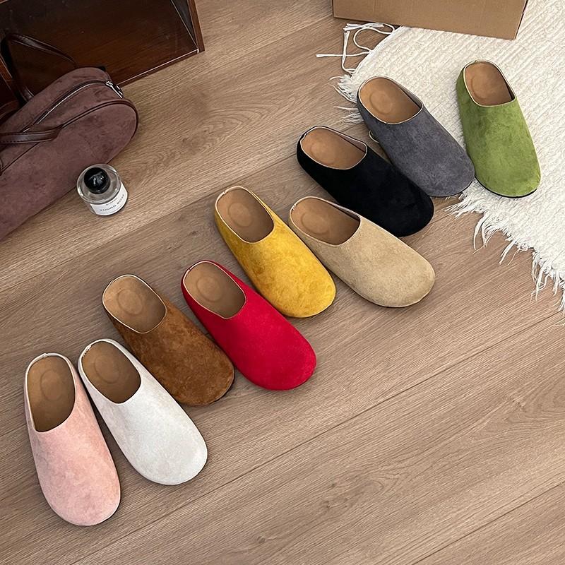 Lazy Shoes French Retro Outer Wear Boken Shoes Slippers One Pedal Versatile Casual Half Drag Early Spring New Bag Head Drag