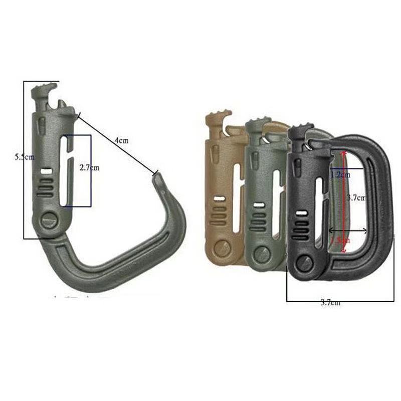 Tactical D Locking Ring Buckle Outdoor MOLLE Carabiner Plastic Clip Snap Type Tactical Vest Bag Connection Point Fastener