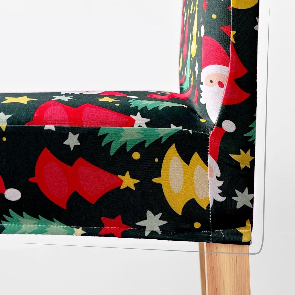 Green Chair Cover With Christmas Tree And Santa Claus Pattern