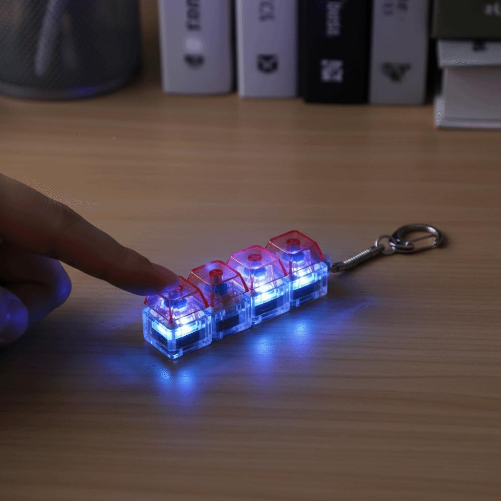 Funny Fidget Keyboard with LED Transparent Shaft Decompression Keyboard  Pass Time