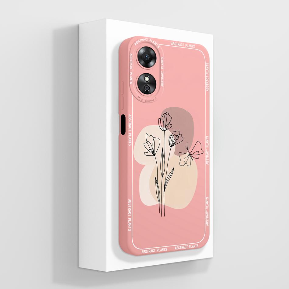 For OPPO A17 A17K Case Butterfly Camera Protection Back Cover Soft Liquid Silicone Anti Choc Funda For OPPO A 17 OPPOA17K Capa
