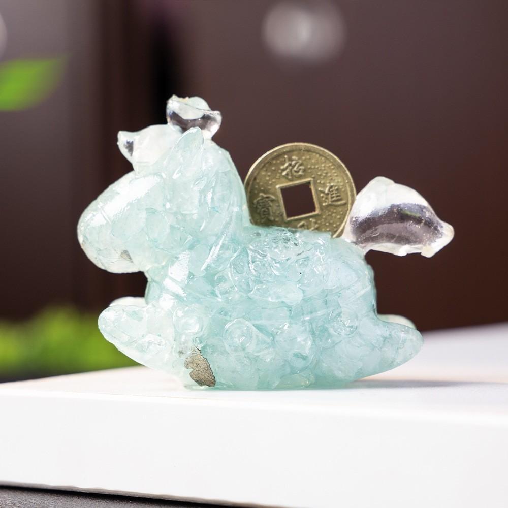 Resin Animal Decor With Natural Crystal Chips For Home Office Gift