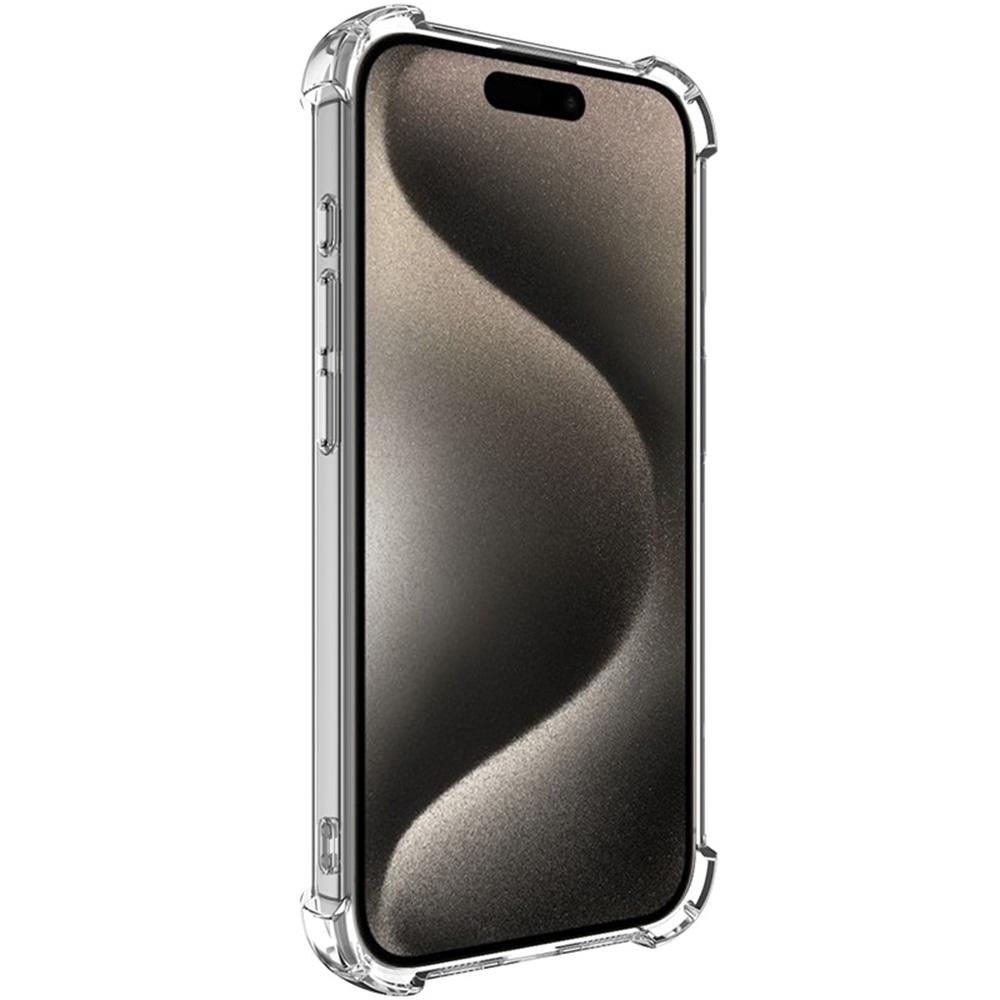 

For iPhone 15 Pro Case Straight Frame Four Corner Shockproof Clear TPU Cover Style A