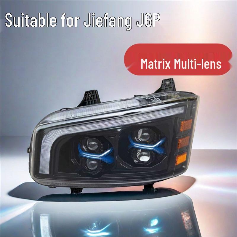 Super Bright Three-Lens LED Headlight Assembly for Jiefang J6P Navigator Truck, 500 HP Edition