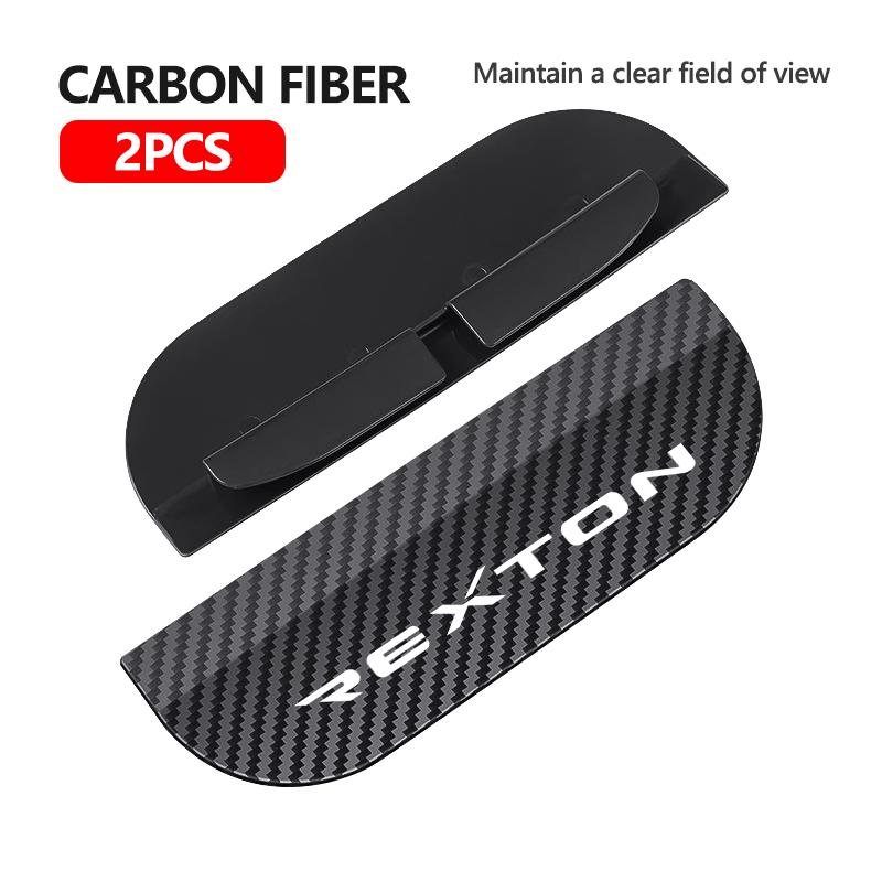 Car Rearview Mirror Rain Eyebrow Snap-On Carbon Fiber Rain Shield For SsangYong Musso Korando Rexton Torres Kyron 2 Sanka Actyon