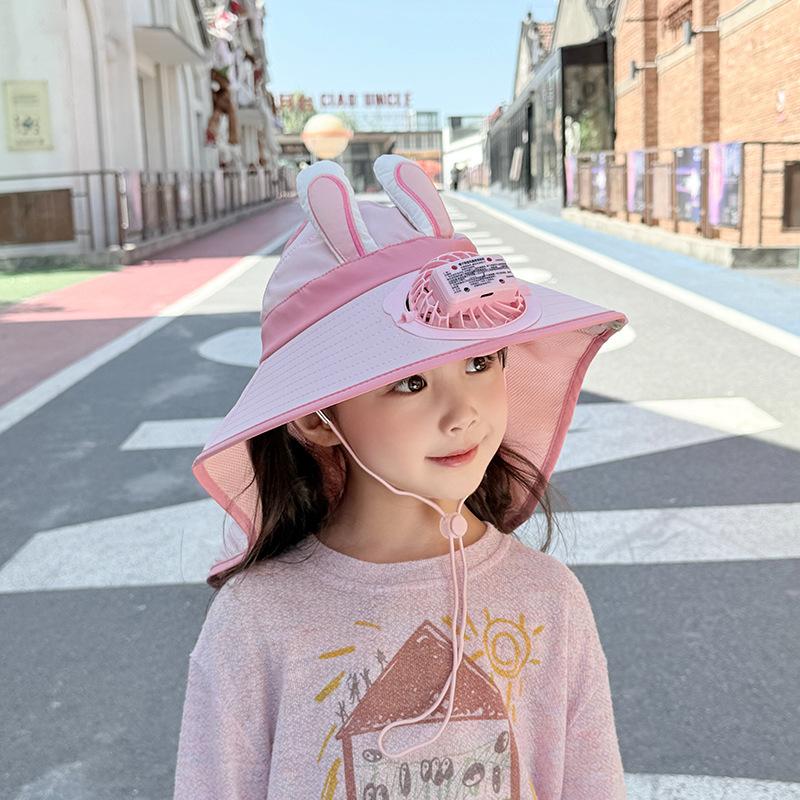 Smart Voice Control Fan Hat Summer Children's Sun Protection Sun Hat Boys and Girls Mesh Breathable Shawl Hat Sun Hat