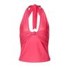 European and American women's clothing summer new fashionable solid color neck hanging sexy pure desire suspender backless T-shirt top women's clothi