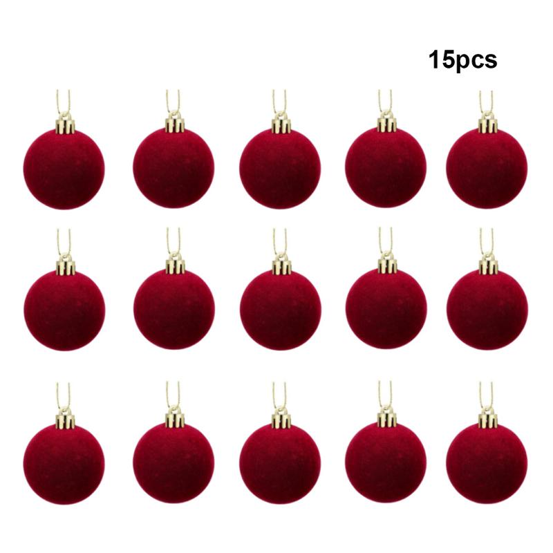 20Pcs Shatterproof Burgundy Velvet Christmas Balls Plastic Hanging Decor for Xmas Halloween Thanksgiving Party