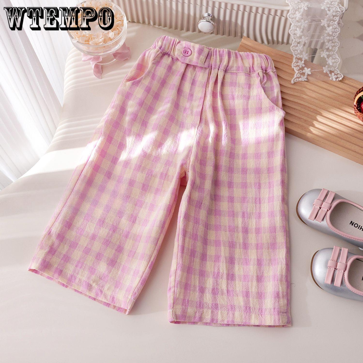 

Брюки в корейском стиле для девочек Розовые клетчатые повседневные брюки для девочек Тонкие брюки для маленьких девочек 140 розовый