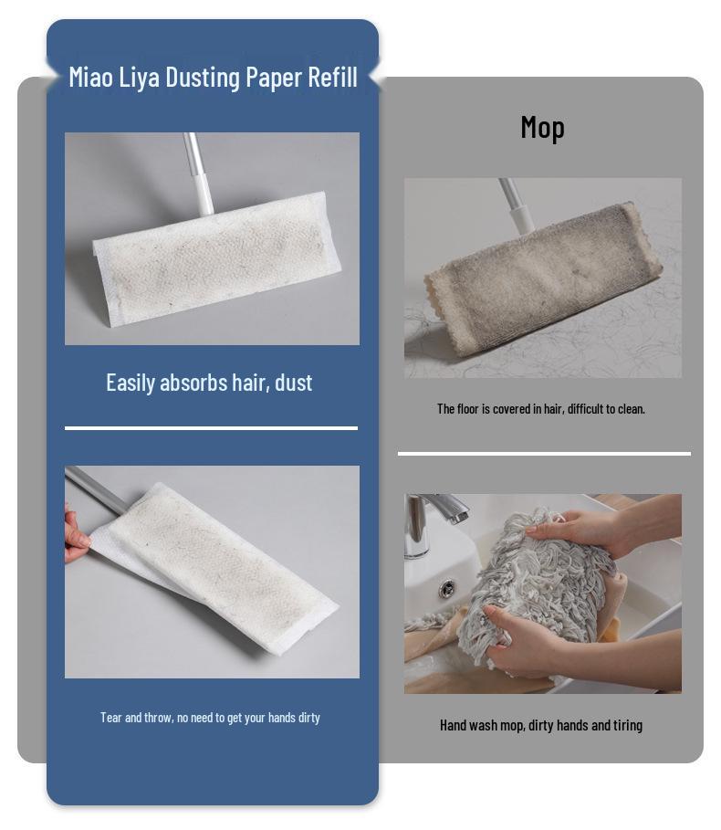 Miao Liya 30-Sheet Dusting Paper Refill for Mop Vacuum: Absorbs Hair and Cleans Floors