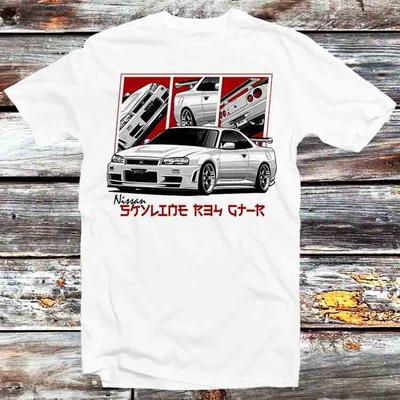 Nissan Skyline R34 Rotes Magazin T-Shirt B1358