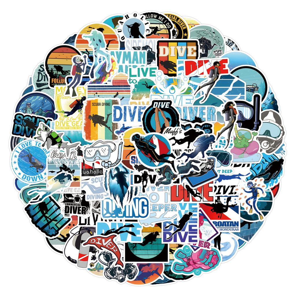 110 New Diving Diving Graffiti Stickers Decorate Suitcase Mobile Phone Personalized Stickers