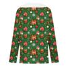 Women's Long Sleeve Christmas Print V-Neck Top with Plush Collar for Winter