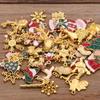 Random 20Pcs 10- 40 Style Alloy Metal Christmas Drop Oil Charms Gold Color Pendant For DIY Bracelet Necklace Jewelry Making