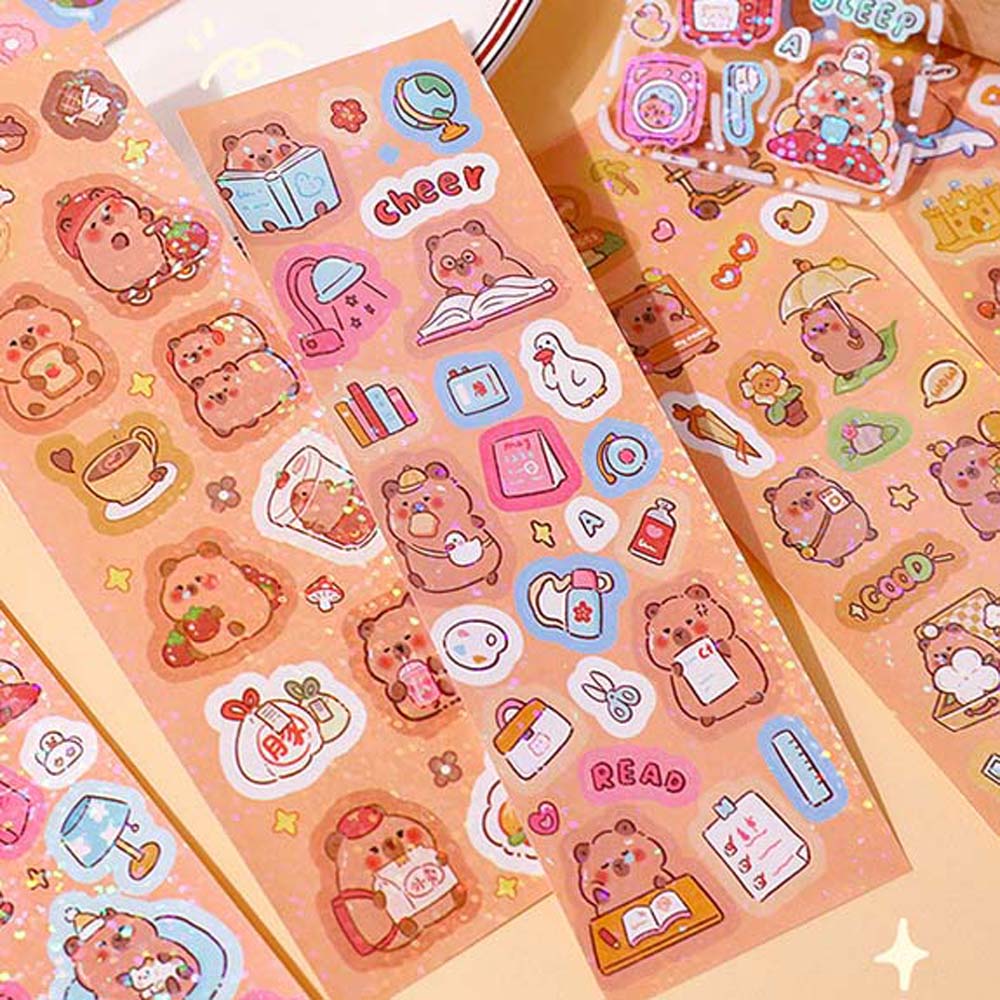 10Sheets Capybara Capybara Stickers School Supplies Kids Toys Sticker  Water Bottle