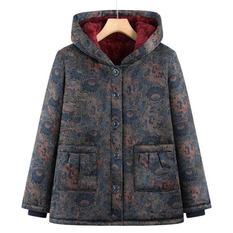 Winter Padded Jacket Hooded Padded Jacket Women's Jacket Piled and Thickened Old Lady Winter Padded Jacket