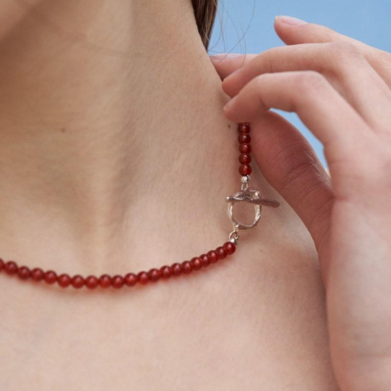cotoit Cherry Red Jade Necklace (4mm)