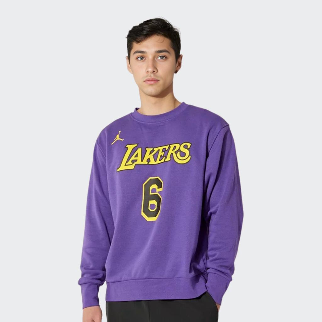 Jordan Los Angeles Lakers NBA Print Crew Neck Long Sleeve Sweatshirt Men Tops Purple DR2409-504