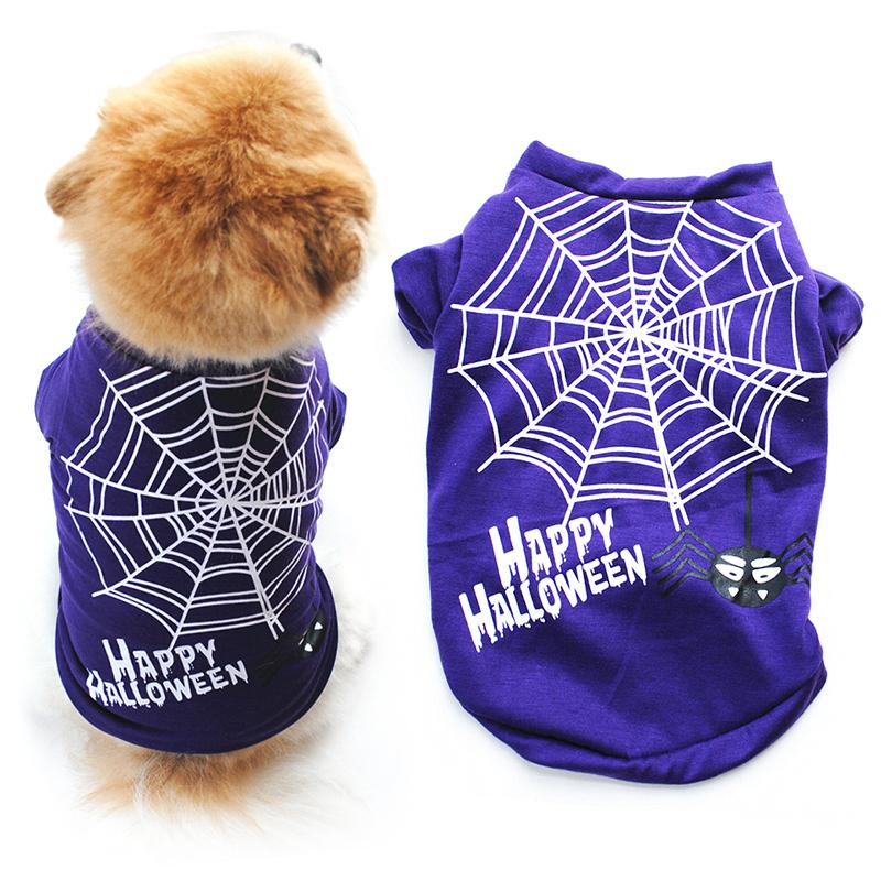

Домашний питомец Собака Кошка Жилет Футболка Хэллоуин Паутина Принт Хлопок Милая Футболка Маленькая Средняя Собаки Щенок Одежда XS-L XS