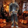 Men's Halloween Pajama Set Long Sleeve Long Pants with Crotch Buttons and Elastic Drawstring Waist