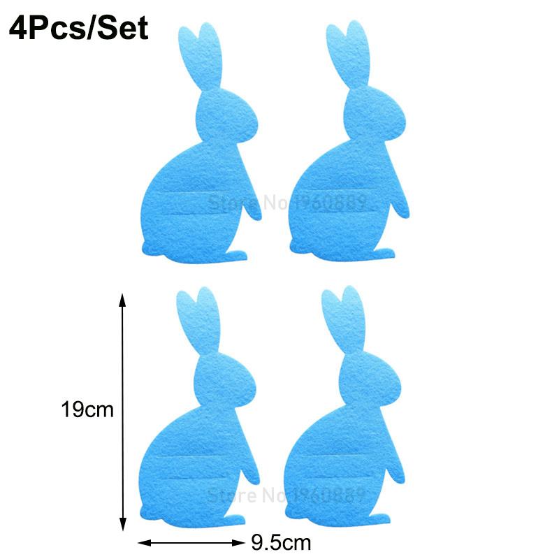 4Pcs Easter Knife Fork Holder Tableware Bag Non-woven Chick Rabbit Cutlery Bag Organizer Easter Bunny Party Supplies Home Decor