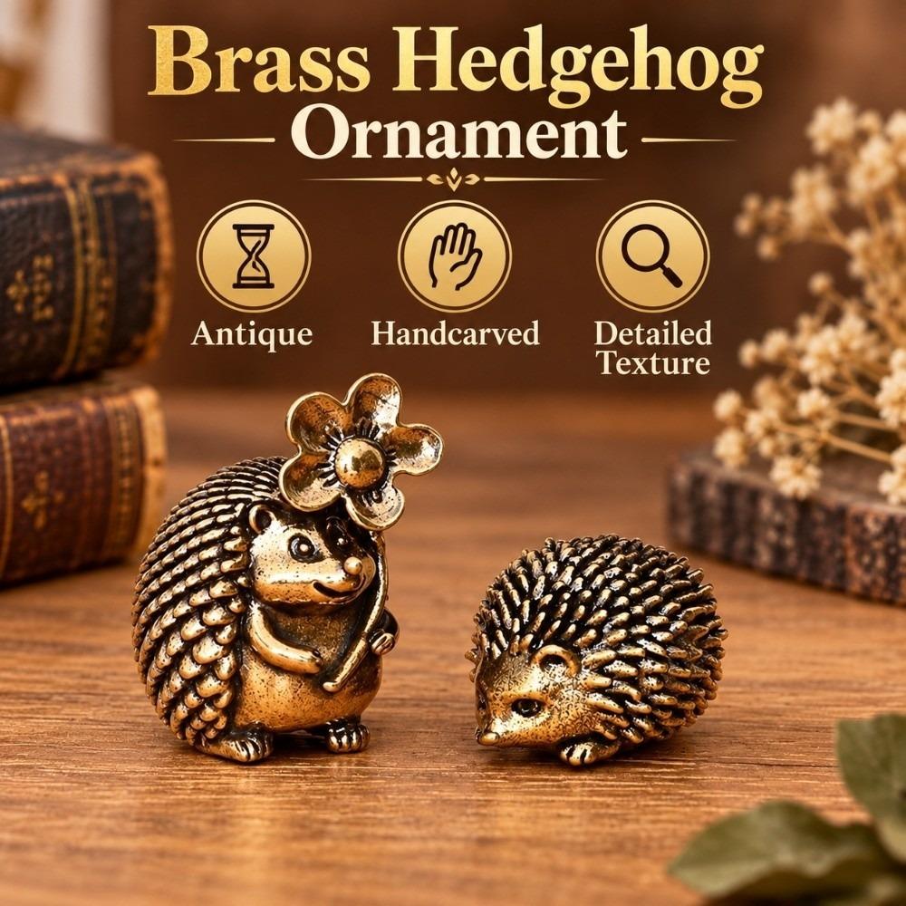 Handcarved Brass Hedgehog Ornament Detailed Texture Hedgehog Figurine Office Decoration