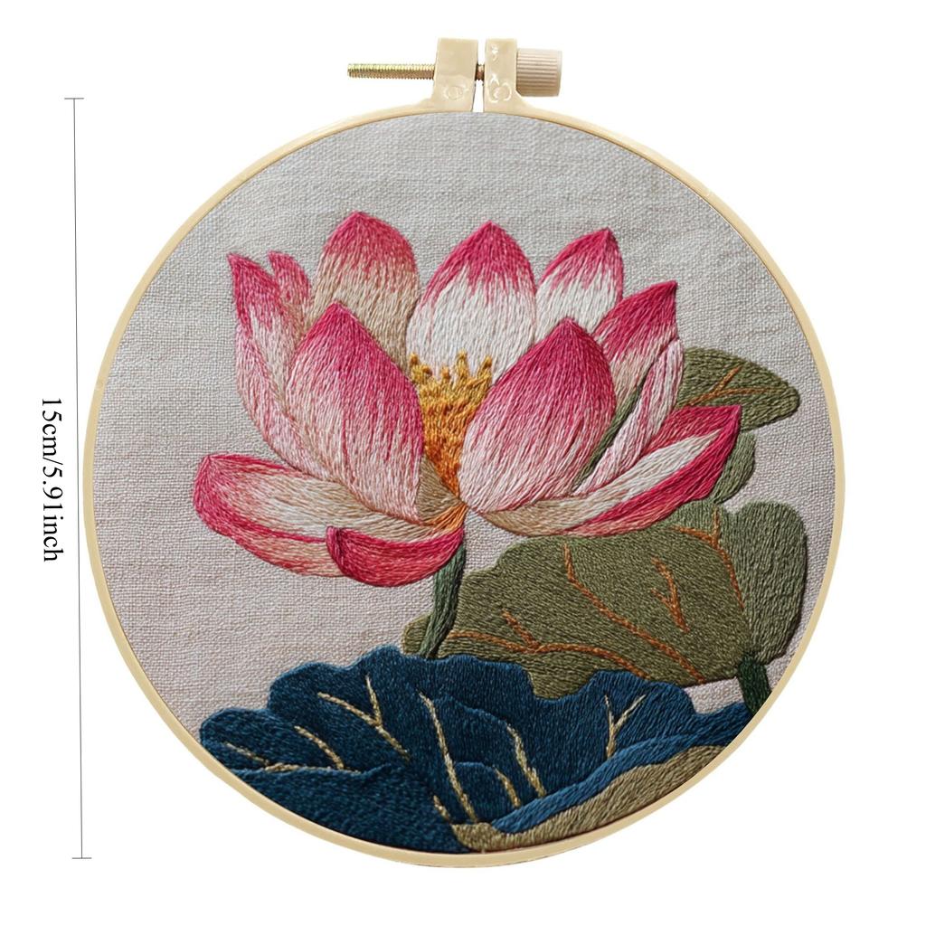 1pc Lotus Pattern DIY Embroidery Kit for Beginners