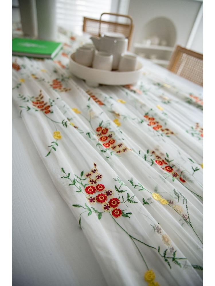 Tischdecke Klein Frisch Rote Blume Garn Desserttisch Dekoration Einfach und Schön Hintergrund Garn Nagelkunst Foto