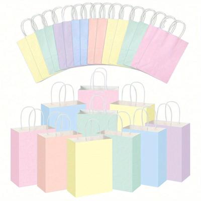 Bunte Geschenktüten aus Kraftpapier mit Henkel, Geschenkverpackungstüten für Party, Geburtstag, Valentinstag, Weihnachten, Süßigkeitstüten