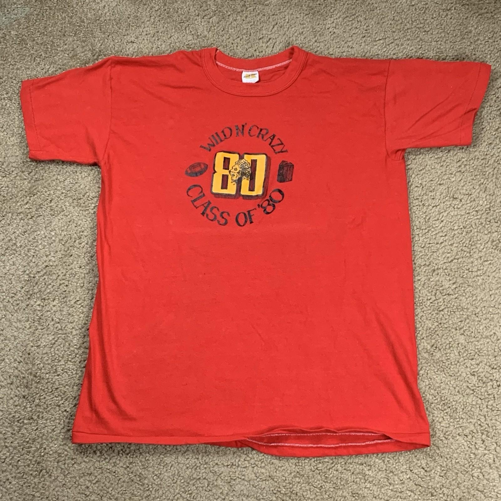 Vintage 70s Russell Athletic Red Shirt Mens XL Single Stitch Gold Tag Class 80s S