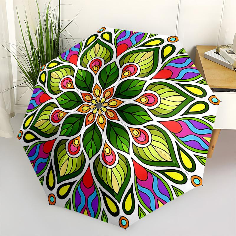 1pc Mandala Art Automatic Umbrella Durable Iron Frame & Plastic Handle, Gift for Men & Women, Sturdy Construction yy250905169