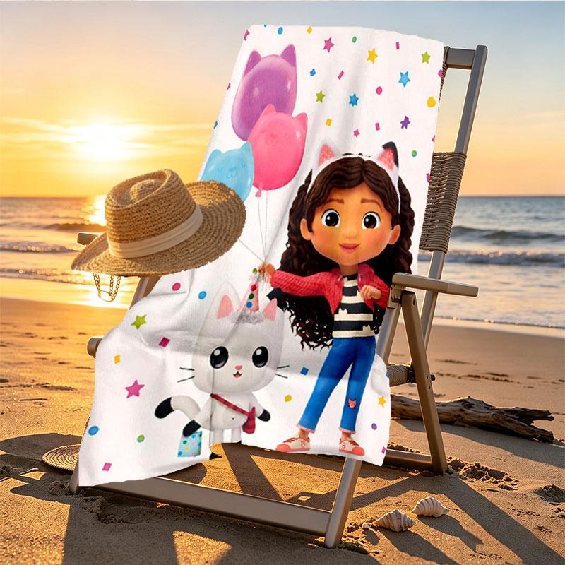 Gabby's Dollhouse Print Beach Towel Design, Soft, Lightweight. for Home Bathroom, Spa, Pool, Yoga, Surfing, Camping, Gift for Family, Friend