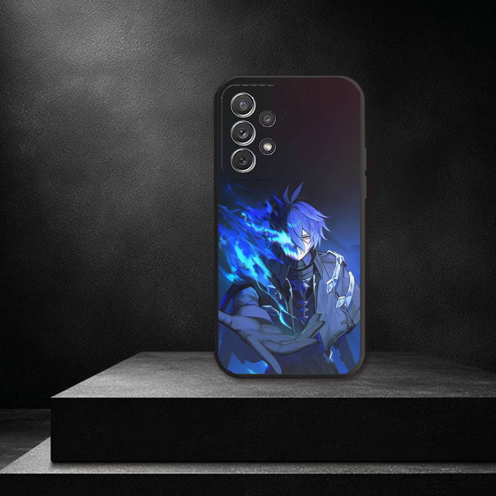 Genshin Impact F-Flins Phone Case For Samsung S 25,24,23,22,30,21,10,9,Ultra,Plus,Lite,FE,4,5G Black Soft Case SamsungS20
