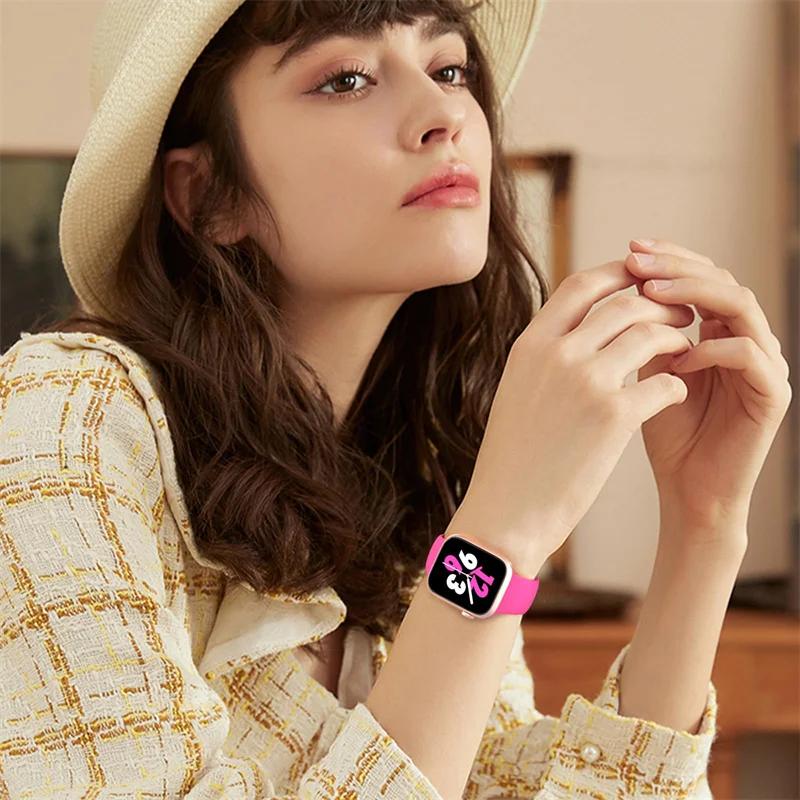 Silikonowy pasek do Apple Watch 44mm 45mm 40mm 41mm 42-38mm 45 mm bransoletka sportowa iwatch series 8 7 6 5 4 3 SE 9 Ultra 2 49mm