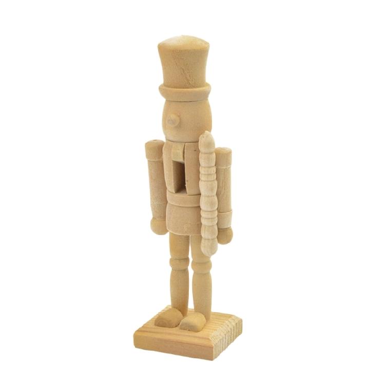 Set of 6 12CM Natural Wood Unpainted Nutcrackers Blank DIY Project For Home Decors And Holiday Celebration Decoration