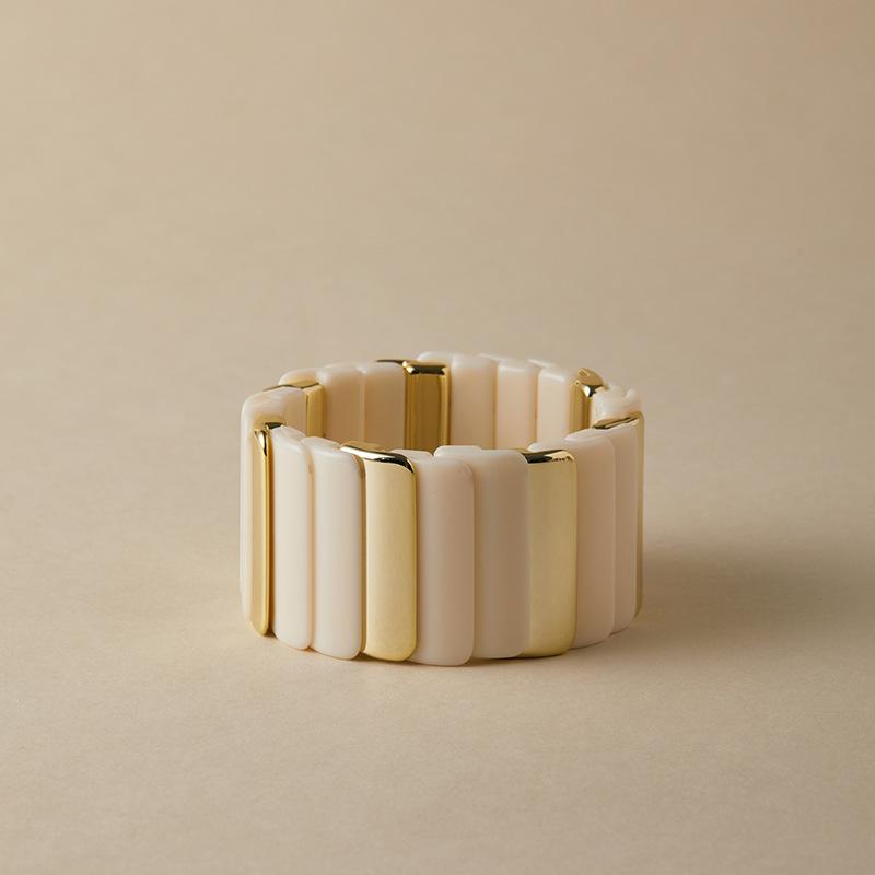 

Personality Color Blocking Geometric Acrylic Beads Bracelets Bangles for Women Resin Square Elastic Bangle Couple Men Jewelry