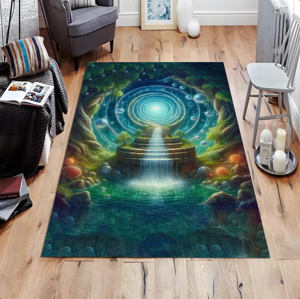 Nature Design Rug, Vortex Rug, Natural Rug, Forest Rug, River Rug, Meditation Rug, Modern Decor Rug, Living Room Carpet