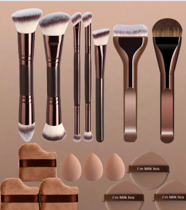 Dual-Ended Makeup Brush Set: Foundation, Blush, Powder Essentials