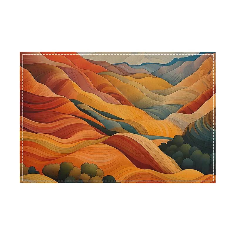 

4Pcs Abstract Multi-color Printing Placemats Linen Seasonal Spring Table Mats for Party Kitchen Wedding Dining Decoration 4Pcs-30X45cm(12X18in