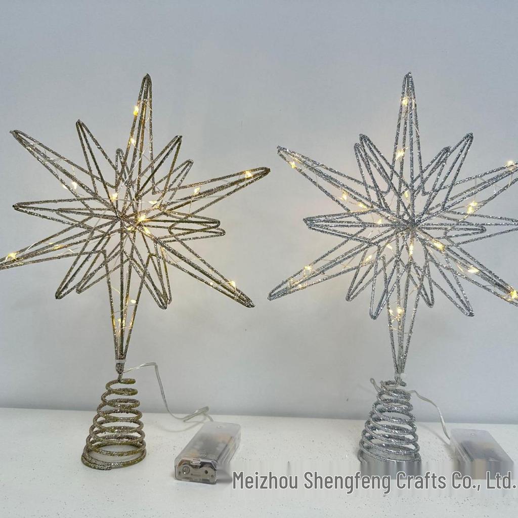 LED Wrought Iron Christmas Tree Topper Star Decoration