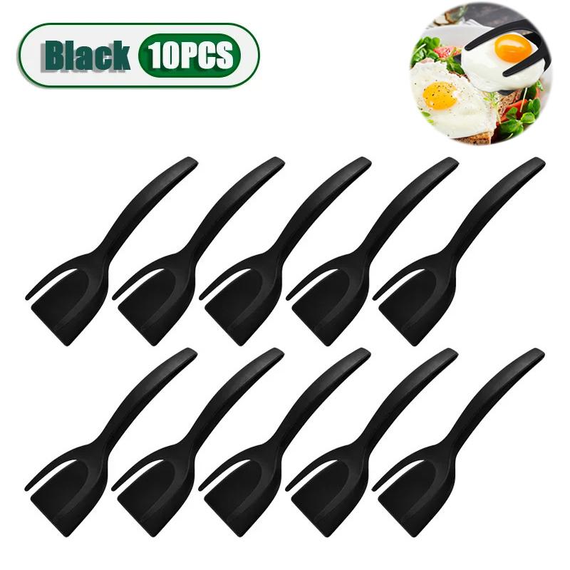 2 In 1 Nylon Grip Flip Tongs Egg Spatula Tongs Steak Spatula Tongs Clamp Pancake Fried Turners Kitchen Accessories
