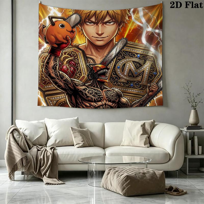 Chainsaw Man Wall Tapestry Aesthetic Wall Hanging Printed Fabric Blanket Decorative Tapestries For Bedroom Living Room Home Decor