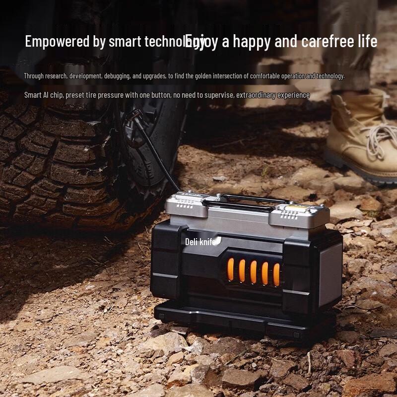 Deli Portable High-Pressure Dual Cylinder Car Air Pump