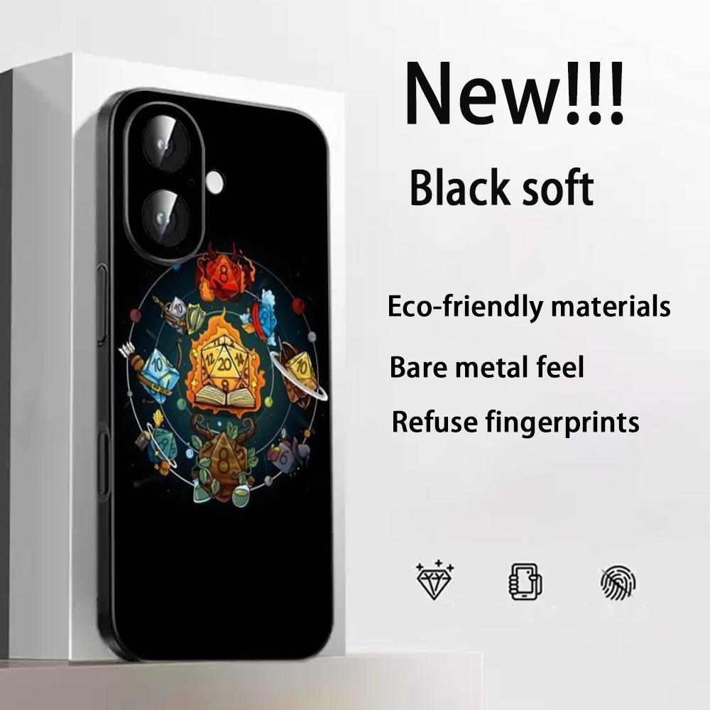 Dungeons Dragons dnd cool game Phone Case For iPhone 17 16 e 15 14 13 12 Plus Mini Pro Max Soft black Shockproof Cover