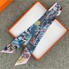 POBING Fashion Print 18m/m Twill Silk Scarves Women Luxury Brand Scarf Bag Ribbons Tie Head Scarf Small Long Skinny Scarf 86*5CM