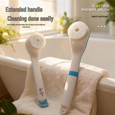 Rechargeable Exfoliating Multi-Brush Electric Bath Scrubber with Long Handle