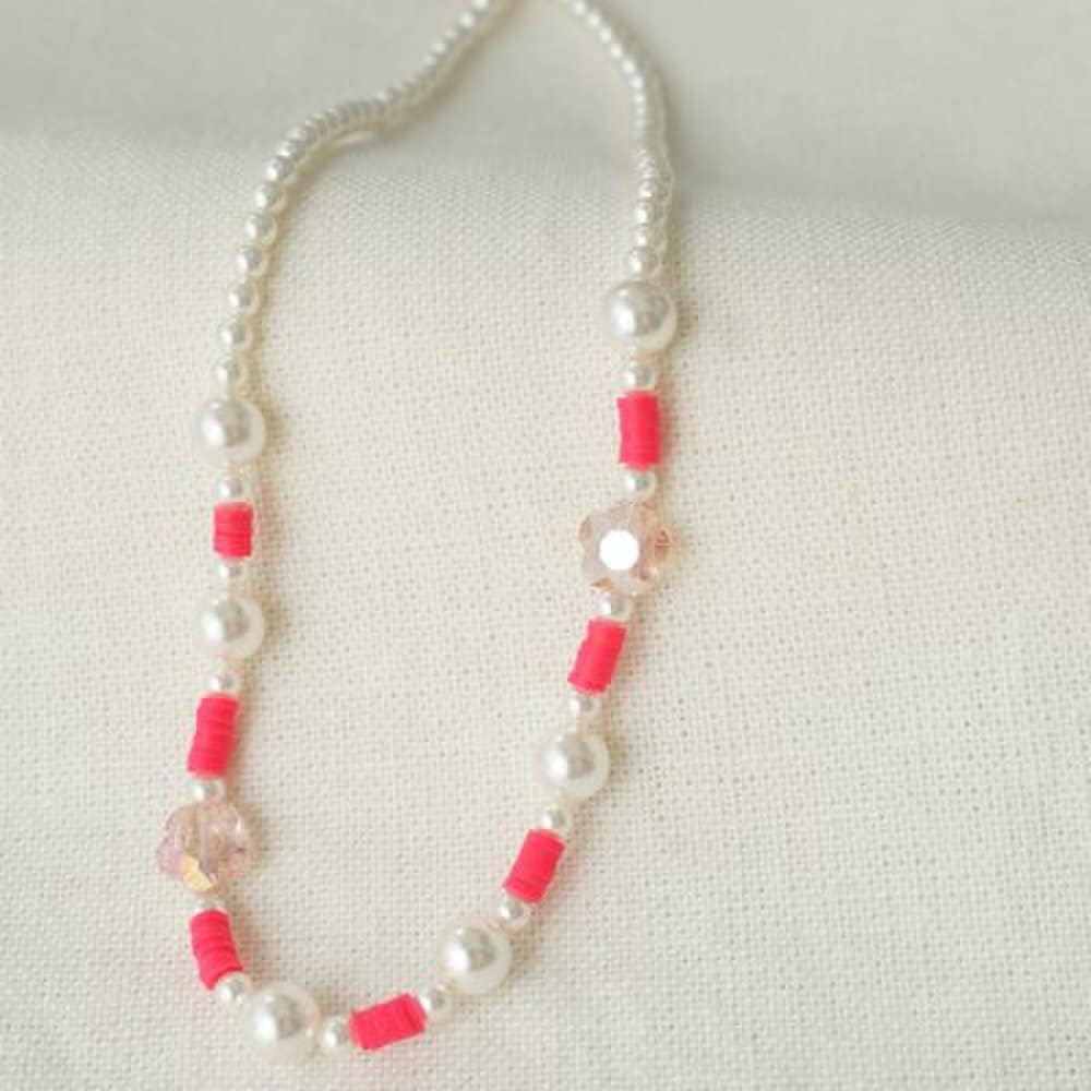 Crystal Flower Pearl Necklace