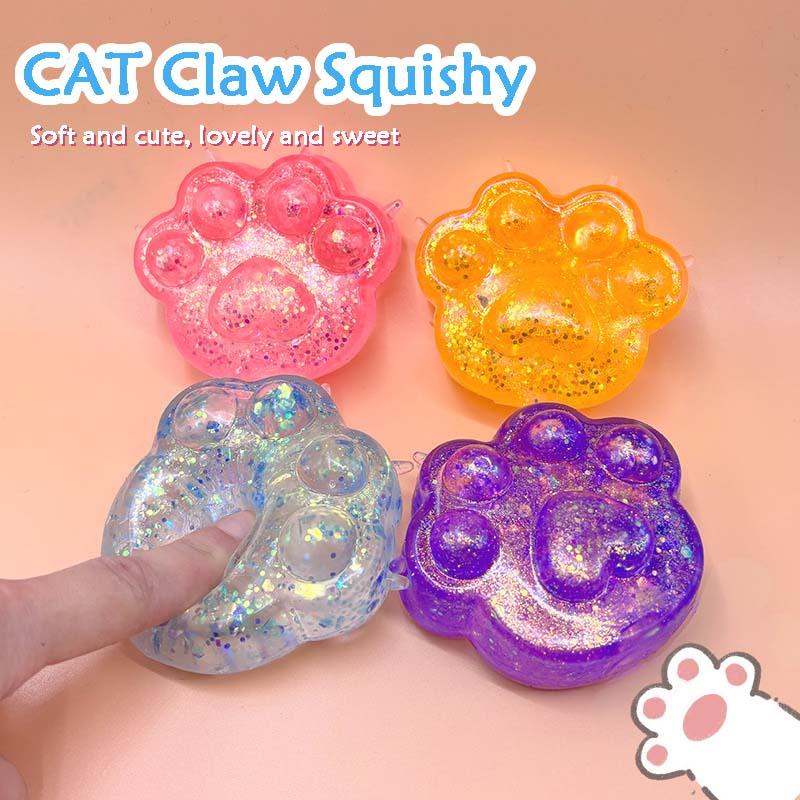 Simulated Cat Paw Squishy Toy Ultra-Soft Stress Relief Squeeze Toys with Quick Recovery Cute Colorful Cat Paw Design Mix Colors
